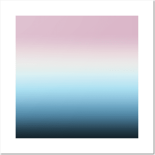 Pastel Ombre Feminine Pink, Cream and Blue Gradient Posters and Art